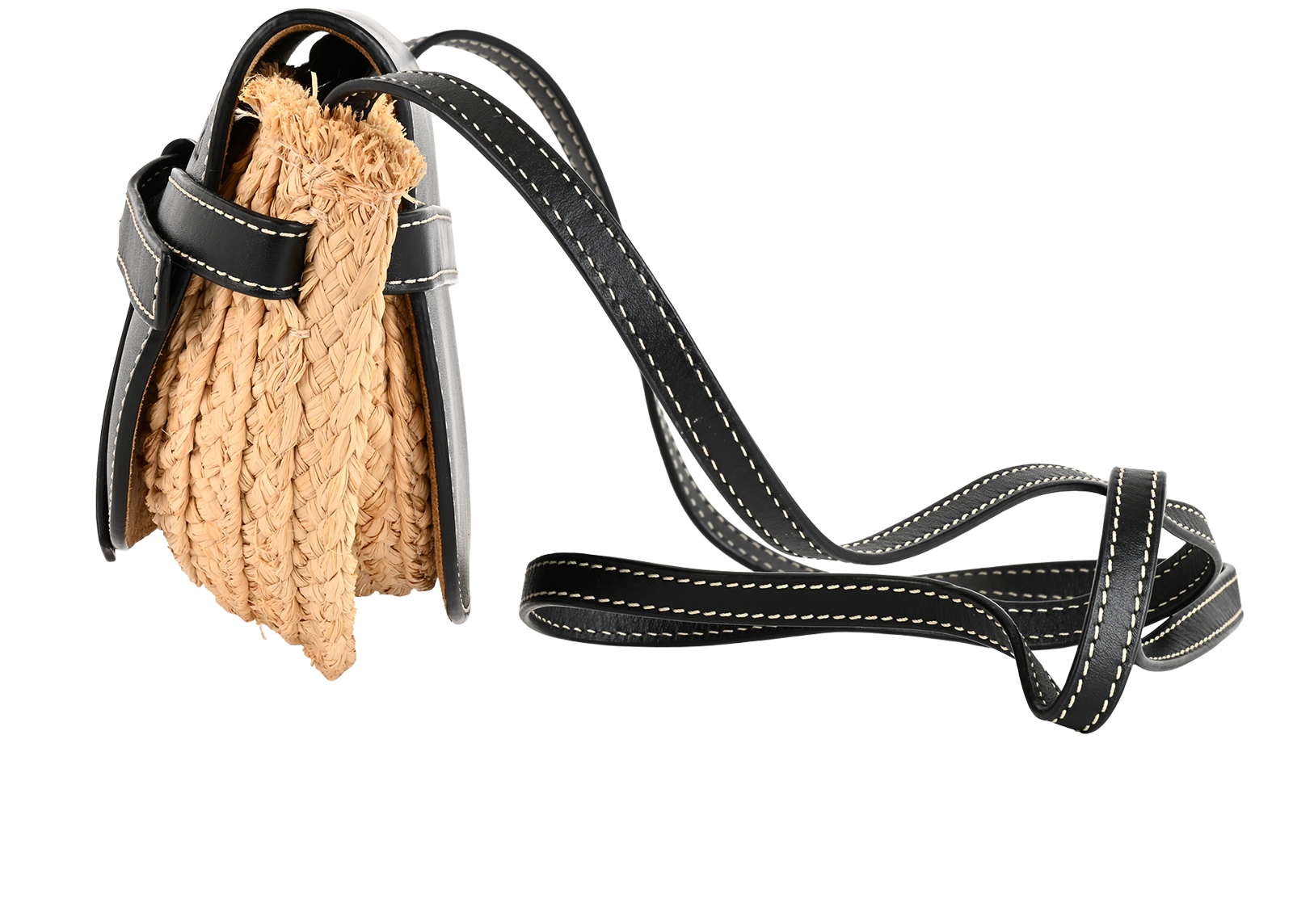 Mini Gate, &pound;490, Handbags, Beige/Black, Raffia, Bottom view